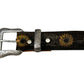 Black Leather Sunflower Belt