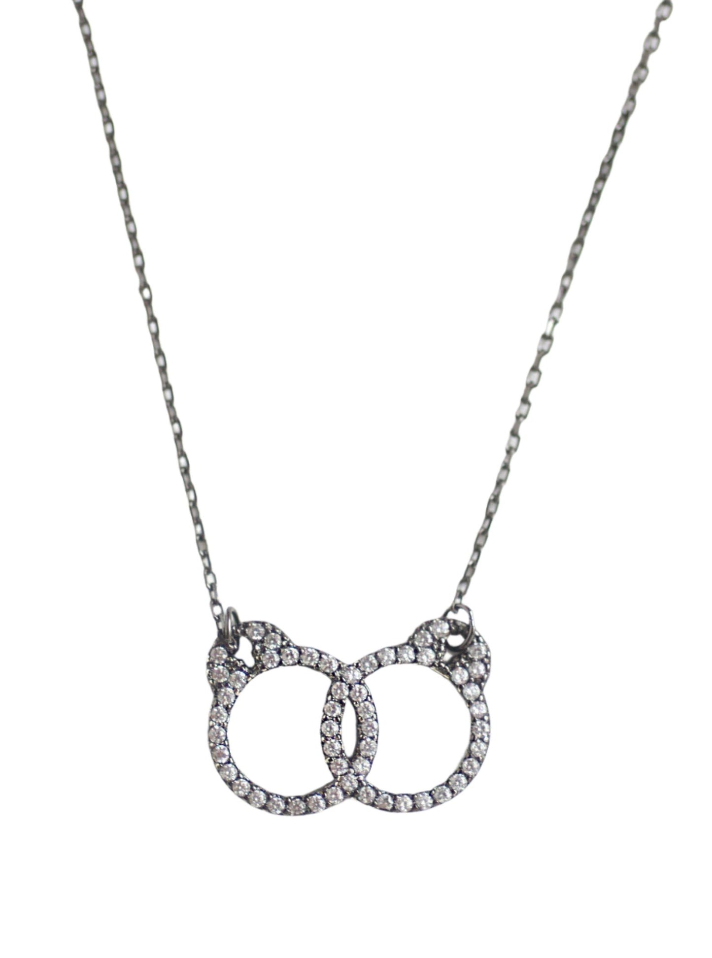 CZ Handcuff Necklace: Black Rhodium