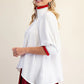 Mock Neck Banded Puff Sleeve Blouse