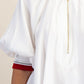 Mock Neck Banded Puff Sleeve Blouse