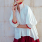 Mock Neck Banded Puff Sleeve Blouse