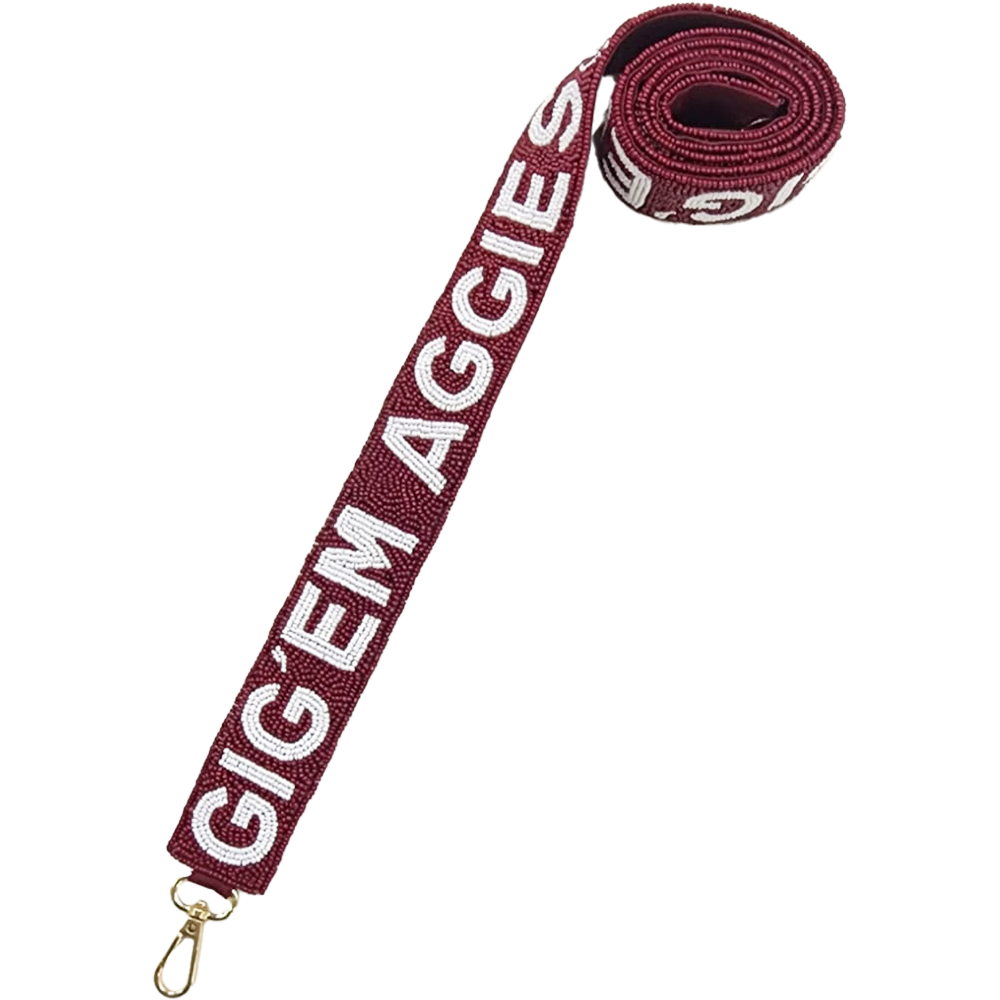 A&M GIG 'EM AGGIES BEADED BAG STRAP