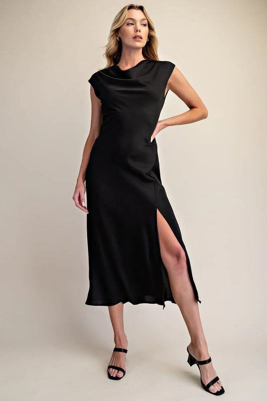 Black Cowl Neck Slip Dress