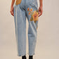 Flower Patch Barrel Leg Jean: LIGHT WASH