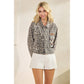 Leopard Denim Jacket with Floral Sequin Back Contrast