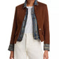 Mixed Media Denim Jacket Clarissa Tobacco