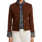 Mixed Media Denim Jacket Clarissa Tobacco