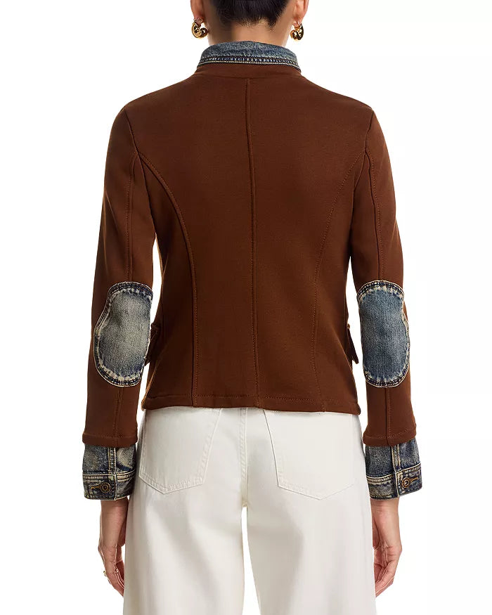 Mixed Media Denim Jacket Clarissa Tobacco