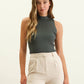 SLEEVELESS MOCK  TOP: DARK GREEN