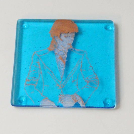 David Life on Mars Fused Glass Bar Coaster