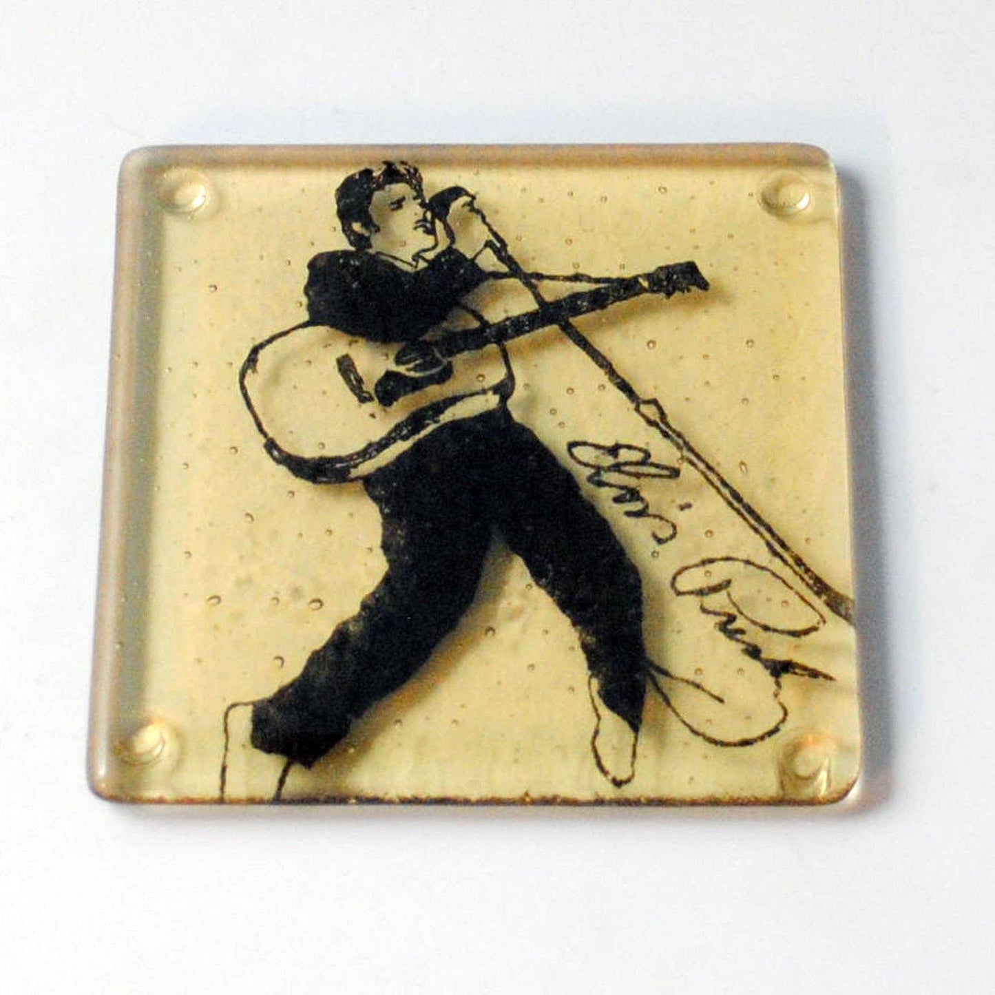 Elvis  Handmade Fused Glass Bar Coaster Icon