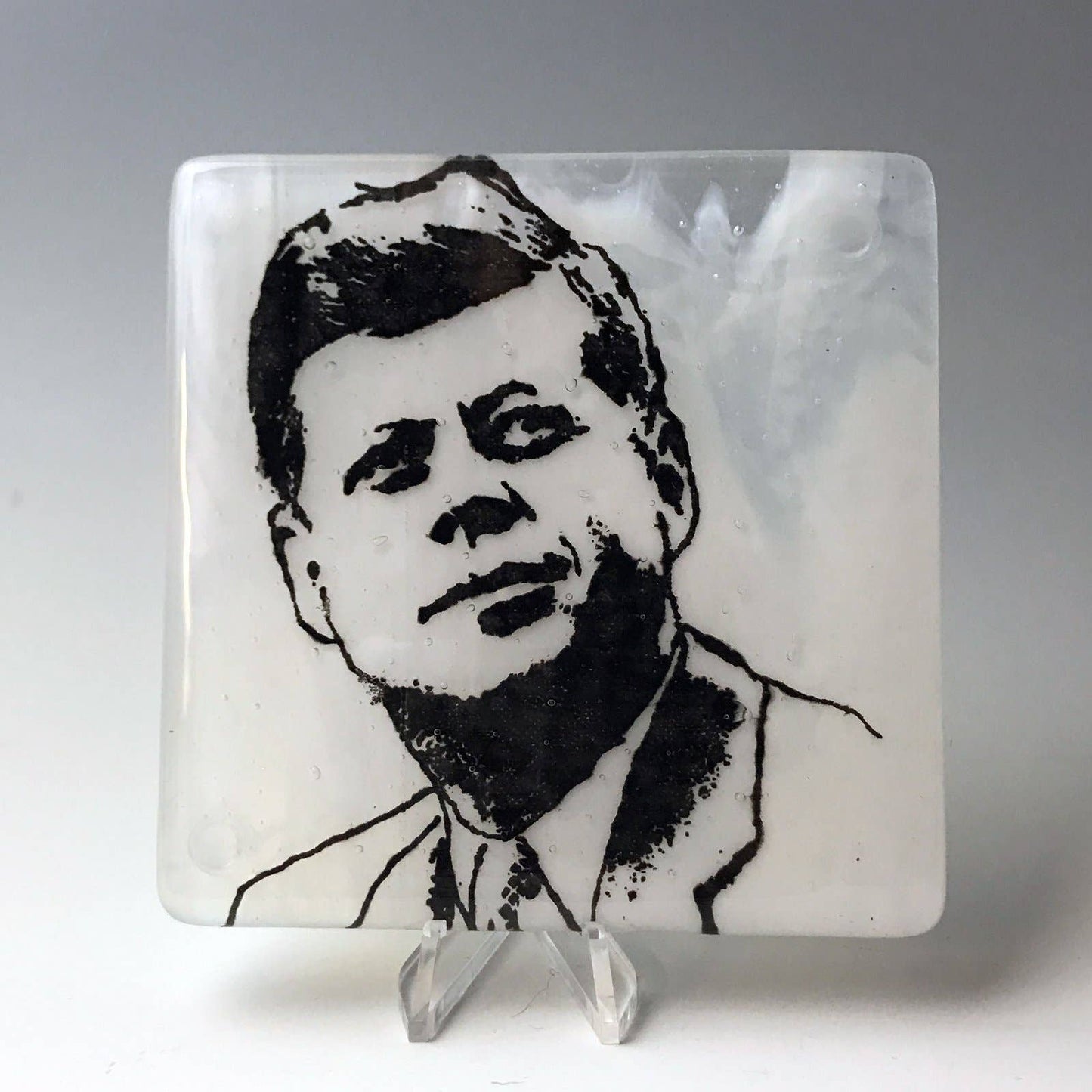 John F. Kennedy Fused Glass Coaster