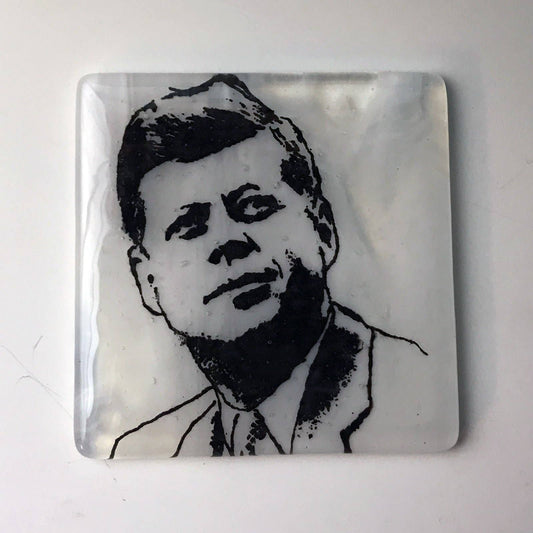 John F. Kennedy Fused Glass Coaster