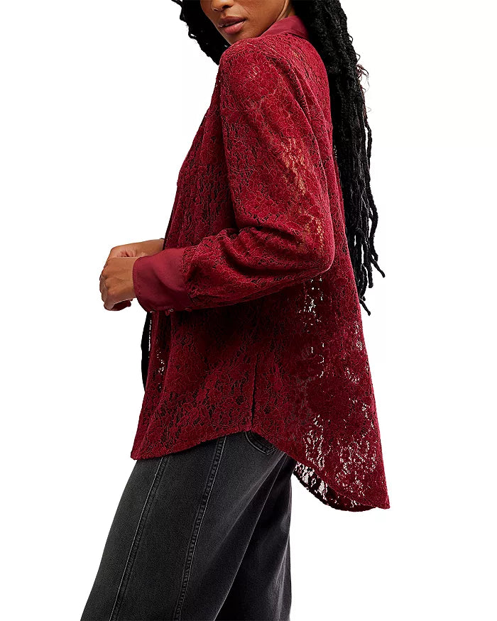 Free People Faith Button Down Carbernet