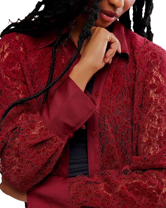 Free People Faith Button Down Carbernet