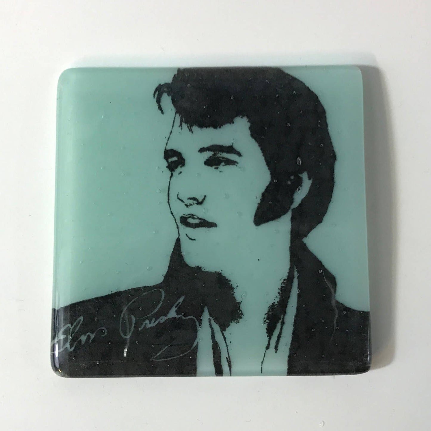 Elvis Sideburns  Handmade Glass Coaster