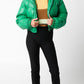 Faux Leather Green Puffer