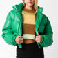 Faux Leather Green Puffer