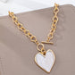 White Inlay Heart Toggle Necklace Gold