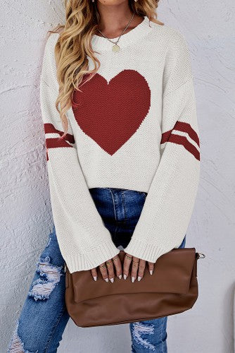 Heart Knit Varsity Sweater