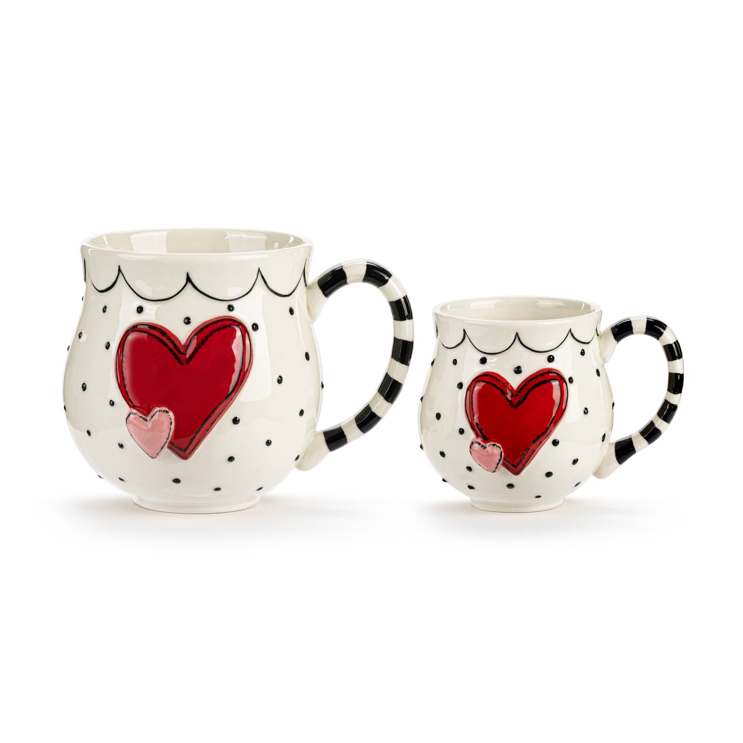 Double Heart Big Little Mug Set