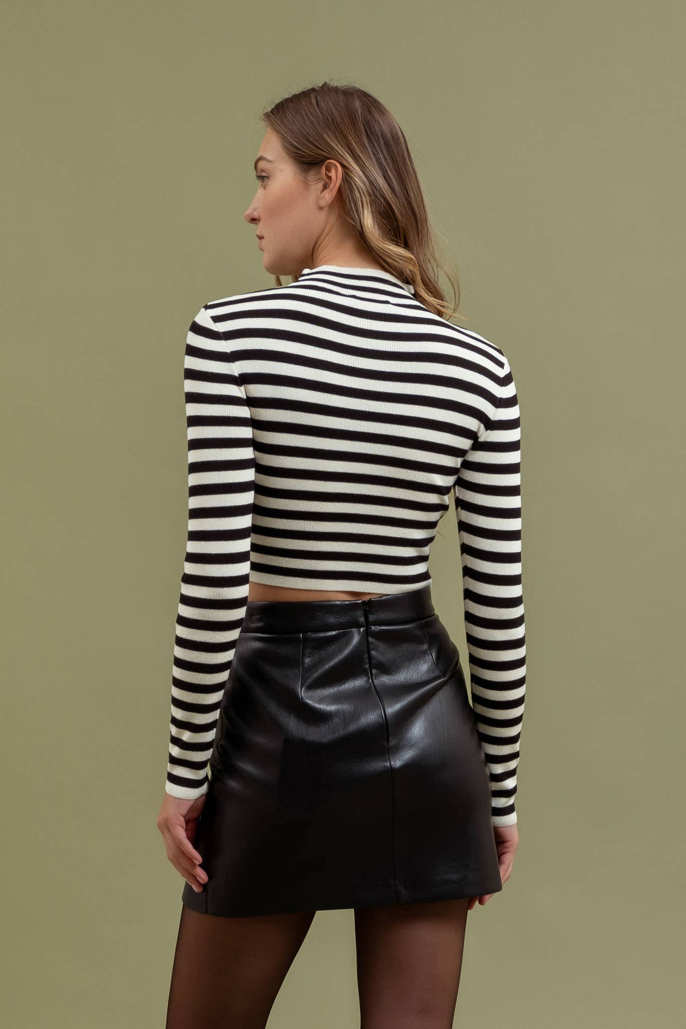 STRIPE MOCK NECK  SWEATER: