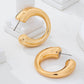 Bold Gold-Tone Chunky Tubular Open Hoop Earrings Gold