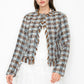 Fringed Plaid Check Tweed Jacket