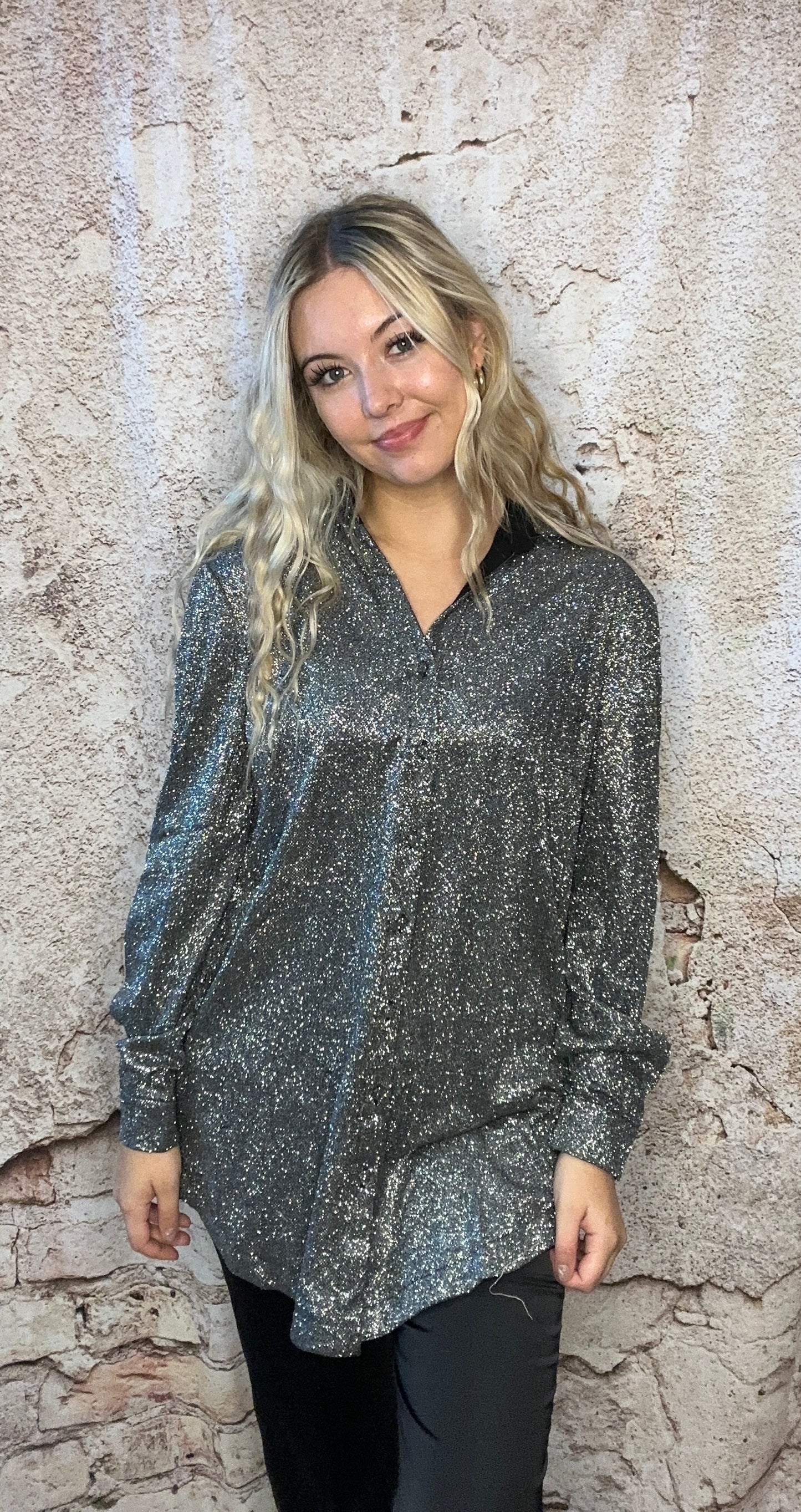 Long Sleeve Silver Top