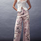Rose Print High-Rise Denim Pants