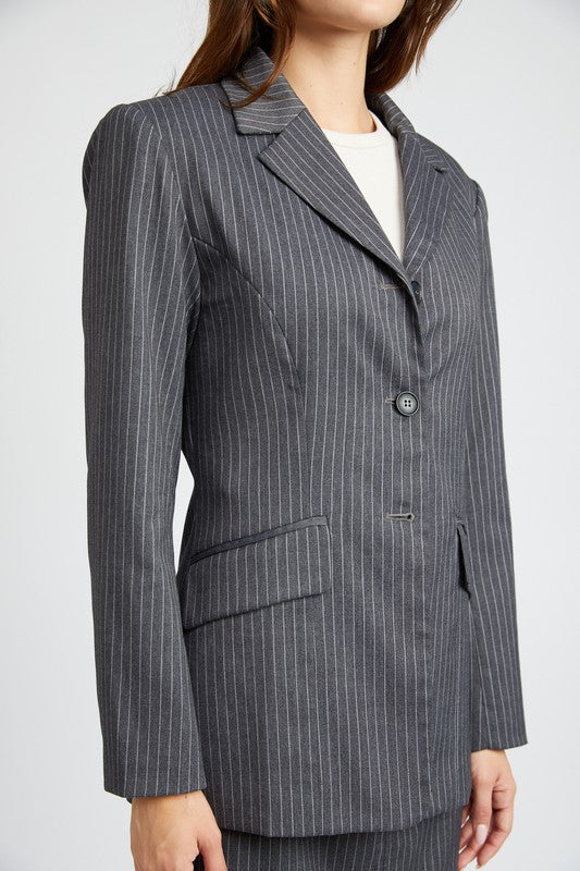 Grey Pinstripe Blazer