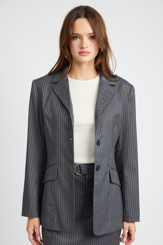 Grey Pinstripe Blazer