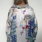 Oversize long sleeve print woven button down shirt: IVORY MULTI