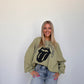 Rolling Stones Graphic Crop Sweatshirt Olive