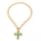 HAMMERED CROSS FRONT TOGGLE NECKLACE GOLD