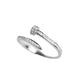 925 Silver Adjustable Spiral CZ Nail Ring: White Rhodium