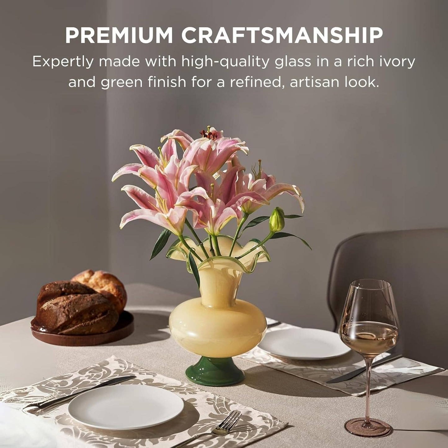 Verdant Bloom Hand-Blown Glass Flower Vase 