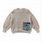 Taupe Mohair Denim-Pocket Sweater