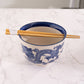 Blue Dragon Hand-Painted Bowl with Chopsticks (18 oz)