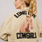 Long Live Cowgirls Patch Twill Denim Jacket: TAUPE
