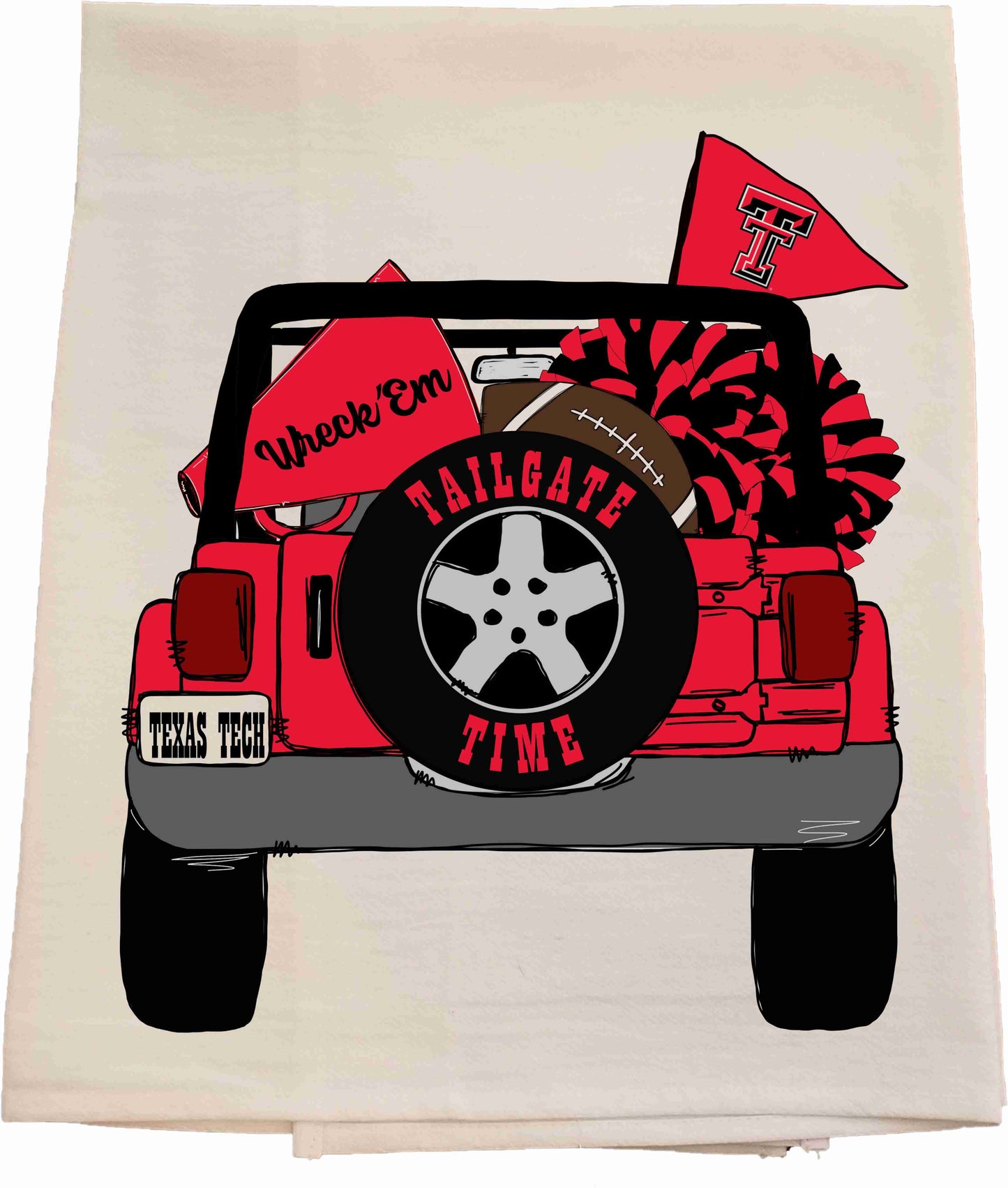 Texas Tech Tailgate Jeep Tea Towel