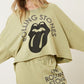 Rolling Stones Graphic Crop Sweatshirt Olive