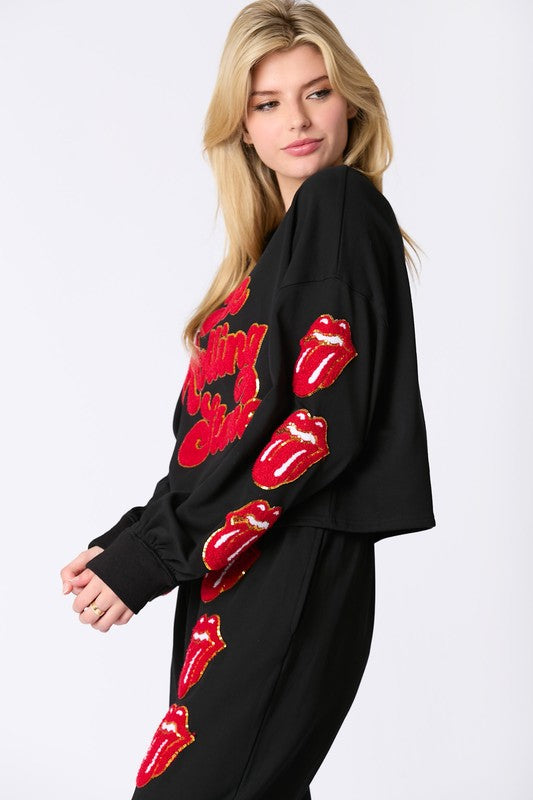 Rolling Stones Crop Sweatshirt