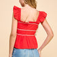 Ruched Detail Ruffled Top