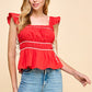 Ruched Detail Ruffled Top