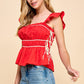 Ruched Detail Ruffled Top