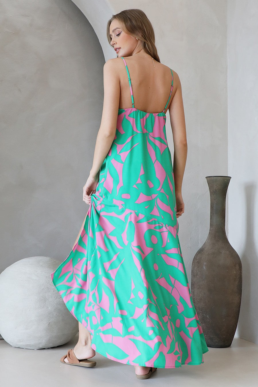 Bold Tropics Side Slit Maxi Dress