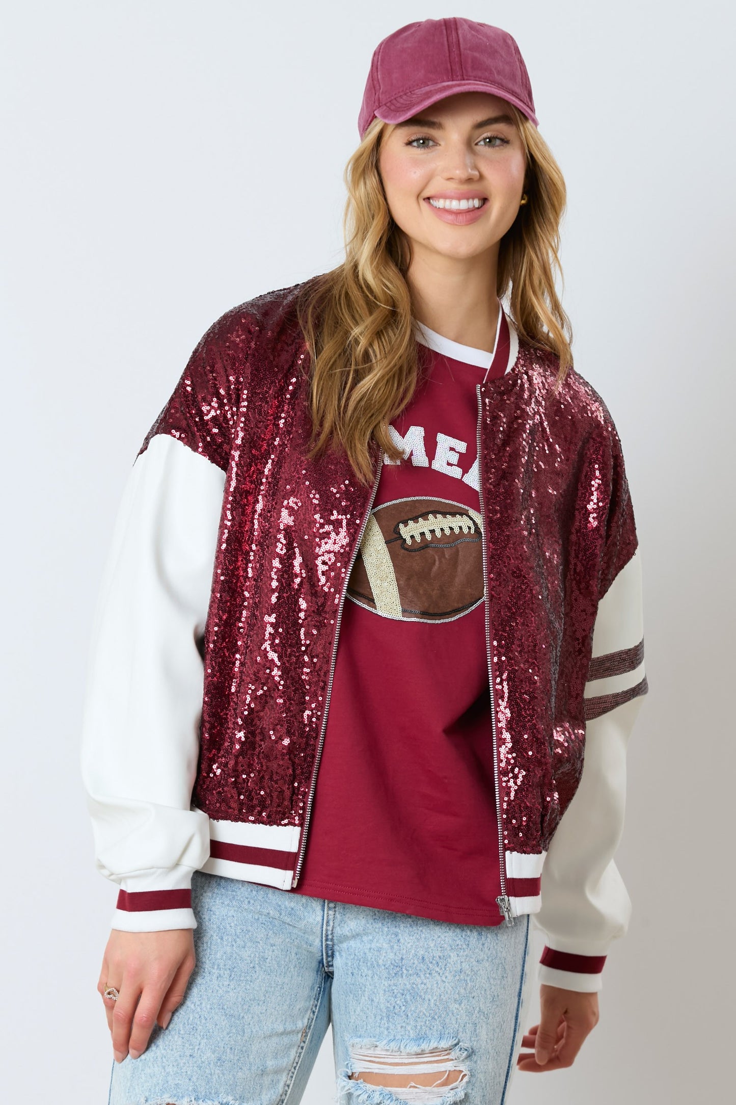 Gameday Sequins Bomber Jacket