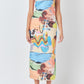 Abstract Print Strapless Midi