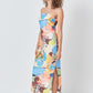 Abstract Print Strapless Midi